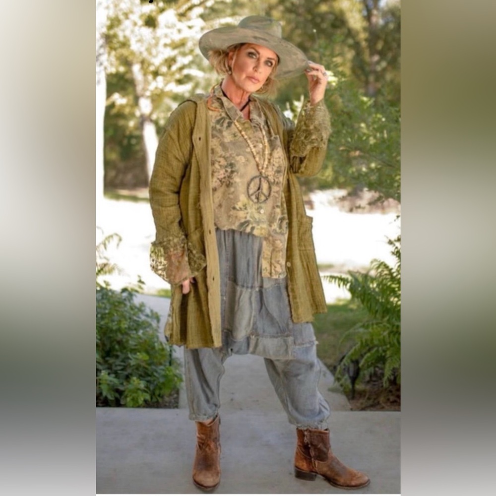 JADED GYPSY ELYSIA MINERAL WASH LACE TRIM HOODED JACKET
